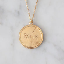 Load image into Gallery viewer, Faith Over Fear Gold Medallion Necklace