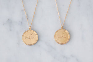 Faith over fear necklace. One necklace. Two sides. You Choose.